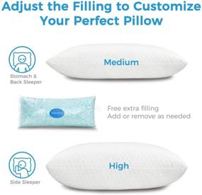 img 3 attached to Lifewit Premium Adjustable Loft Memory Foam Pillow - Hypoallergenic Cooling Pillow for Side, Back, and Stomach Sleepers - Washable Cover - CertiPUR-US Certified - Queen Size