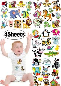 img 4 attached to 🐻 Cute Cartoon Animal Iron on Transfers for Kids: 4 Sets of Baby DIY Decorative Applique Patches for Girls T-Shirts and Bags - Assorted Eco-Friendly Patterns