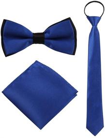 img 4 attached to GUCHOL Boys 3-Piece Bow Tie, Pocket Square, and Necktie Set for Weddings and Parties