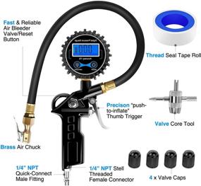 img 3 attached to 🔧 Nilight Цифровой манометр для шин Средний 250 PSI: Стойкая воздушная гильза и комплектующие для компрессора со резиновым шлангом, быстрым соединительным муфтой и дисплеем с разрешением 0,1.