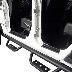 img 2 attached to Hooke Road Wrangler JK Door Sill Entry Guard Black Thresholds Kit - Compatible with Jeep JK Wrangler Unlimited 4-Door 07-18: Protect Your Jeep with Style!