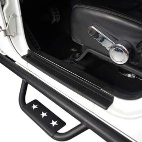 img 1 attached to Hooke Road Wrangler JK Door Sill Entry Guard Black Thresholds Kit - Compatible with Jeep JK Wrangler Unlimited 4-Door 07-18: Protect Your Jeep with Style!