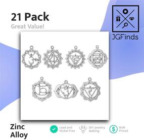 img 1 attached to 💎 Enhance Your Jewelry Creations with JGFinds Indian Chakra Energy Charms - 21 Pieces, 3 of Each Silver Tone DIY Jewelry Making Supplies