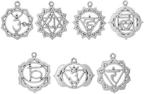 img 3 attached to 💎 Enhance Your Jewelry Creations with JGFinds Indian Chakra Energy Charms - 21 Pieces, 3 of Each Silver Tone DIY Jewelry Making Supplies