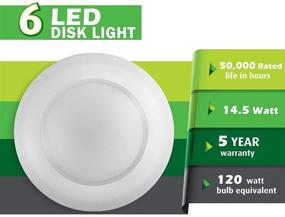 img 3 attached to 🔦 6-Pack Flush Mount Dimmable LED Disk Lights - 7.5" Diameter, 15W (120W Equivalent), 120V, 5000K Bright White, Wet Location Rated, ETL Listed - With White Trim - Suitable for 4/6" J-Box