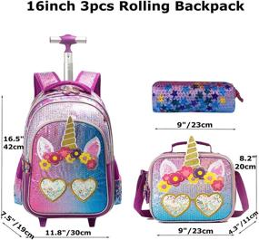 img 3 attached to Meetbelify Unicorn Rolling Backpack Backpacks Backpacks