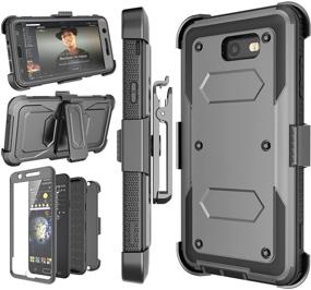 img 4 attached to 📱 Njjex Galaxy J7 Sky Pro Case - Heavy Duty Rugged Holster with Built-in Screen Protector and Kickstand for Samsung J7 2017