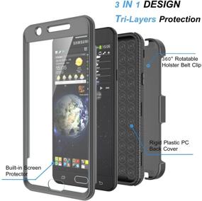 img 3 attached to 📱 Njjex Galaxy J7 Sky Pro Case - Heavy Duty Rugged Holster with Built-in Screen Protector and Kickstand for Samsung J7 2017