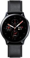 📱 samsung galaxy watch active2 - original model with auto workout tracking, enhanced sleep tracking analysis, stainless steel case, leather band (international version) - black, 40mm, no lte (43191600) logo