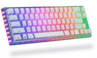 womier k66 60% red switch mechanical keyboard with hot swappable tyce-c wired rgb backlit, ideal for pc, ps4, and xbox (white) logo