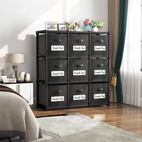 img 2 attached to 📦 Tribesigns Cube Storage 9 Cube Organizer: Save Space and Stay Organized with DIY Drawer Cubes for Bedroom, Living Room, and Playroom (Black)