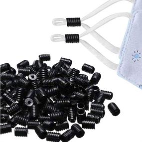 img 4 attached to 100PCS Black Adjustable Soft Silicone Cord Locks for Fixed 🔒 and Removable Mask Elastic Ropes - Anti-Slip Plugs, Drawstring Buckle Accessories