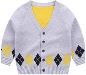 img 4 attached to 🧥 LittleSpring Little Boys Soft Knit V Neck Button Up Cardigan Sweater