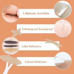 img 1 attached to 👁️ Invisible Eyelid Tape for Lift, Droopy Eyelid Stickers & Cream, Instant Double Eyelid Strips, Self-Adhesive Fiber Eye Tapes for Mono-Eyelids, Big Eye Tools with Fork Rods & Tweezers