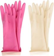 🧤 versatile and durable homssem kids waterproof latex cleaning wash gloves - pink+ivory 2pack logo