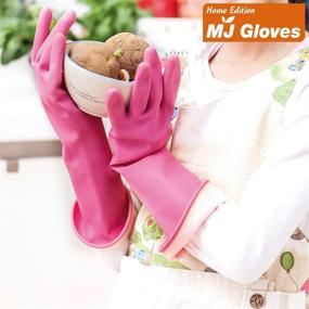 img 2 attached to 🧤 Versatile and Durable HOMSSEM Kids Waterproof Latex Cleaning Wash Gloves - Pink+Ivory 2Pack