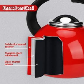 img 2 attached to 🍵 Premium Red Ceramic Tea Kettle for Stovetop: AIDEA 2.3 Quart Whistling Tea Pot - Rust-Resistant, Audible Whistle, Great Christmas Gift