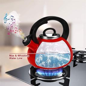 img 1 attached to 🍵 Premium Red Ceramic Tea Kettle for Stovetop: AIDEA 2.3 Quart Whistling Tea Pot - Rust-Resistant, Audible Whistle, Great Christmas Gift