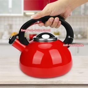 img 3 attached to 🍵 Premium Red Ceramic Tea Kettle for Stovetop: AIDEA 2.3 Quart Whistling Tea Pot - Rust-Resistant, Audible Whistle, Great Christmas Gift