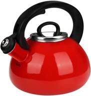 🍵 premium red ceramic tea kettle for stovetop: aidea 2.3 quart whistling tea pot - rust-resistant, audible whistle, great christmas gift logo