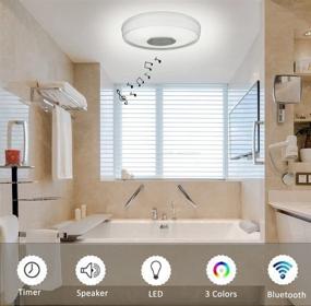 img 2 attached to 🔊 YPJKONZE 18W Waterproof LED Music Flush Mount Ceiling Fixture with Bluetooth Speaker, 3 Color Temperature Options, 2100LM Dimmable Ceiling Lamp for Bedroom, Kid's Room, Bathroom, Hallway