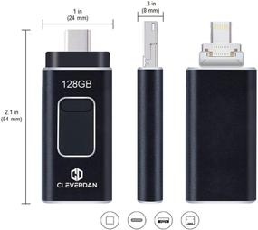 img 1 attached to Флеш-накопитель USB 3.0 Photo Stick на 128 ГБ - устройство 4 в 1: iPhone, Android, iPad, Samsung, Pixel, LG, ПК, Mac - простое резервное копирование и внешнее хранилище - сертифицированное приложение iOS - Cleverdan.