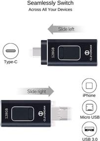 img 3 attached to Флеш-накопитель USB 3.0 Photo Stick на 128 ГБ - устройство 4 в 1: iPhone, Android, iPad, Samsung, Pixel, LG, ПК, Mac - простое резервное копирование и внешнее хранилище - сертифицированное приложение iOS - Cleverdan.