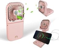 shensingle portable handheld fan with hanging neck design - foldable 3 in 1 small fan with phone stand, power bank function, 3 speeds, usb charging - cooling fan with 3000mah battery capacity for home, office, travel (pink) логотип