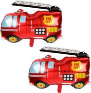 2 pack of large red fire truck foil mylar balloons for helium - perfect birthday party decorations and supplies logo