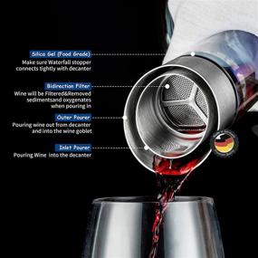 img 3 attached to 🍷 Iridescent Wine Decanter and Aerator Set with Drying Stand, Colorful Wine Carafe Decanter for Enhanced Breathing, Including Stainless Steel Pourer Lid with Filter - 1800ml Capacity. Complete with Stand and Cleaning Beads.