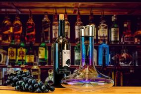 img 2 attached to 🍷 Iridescent Wine Decanter and Aerator Set with Drying Stand, Colorful Wine Carafe Decanter for Enhanced Breathing, Including Stainless Steel Pourer Lid with Filter - 1800ml Capacity. Complete with Stand and Cleaning Beads.