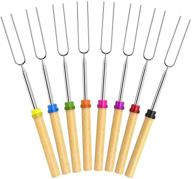 🔥 chengchuang marshmallow roasting sticks - set of 8 smores skewers | 32-inch barbecue forks with wooden handle | telescoping hot dog forks | includes portable bags logo