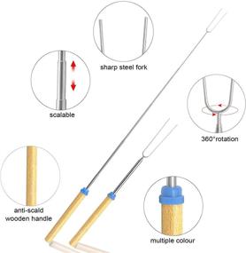 img 3 attached to 🔥 Chengchuang Marshmallow Roasting Sticks - Set of 8 Smores Skewers | 32-Inch Barbecue Forks with Wooden Handle | Telescoping Hot Dog Forks | Includes Portable Bags