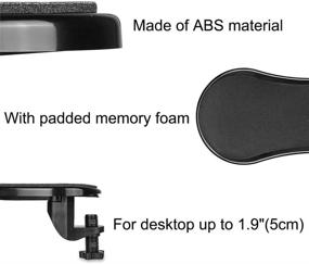 img 1 attached to 💻 Эргономичная поддержка ручки для компьютера SZYAN для стола - регулируемое удлиненное подлокотник с вращающимся держателем для мыши для стола, офиса, стула - черный