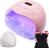 redflow uv led nail lamp: efficient gel polish curing with palm print auxiliary irradiation position, includes uv protection gloves logo