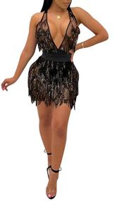 img 4 attached to 👗 Backless Sequin A182 Black Acelyn Women's Clothing, Jumpsuits, Rompers & Overalls