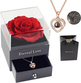 img 4 attached to 💖 Enchanting Preserved Rose with 'Love You' Necklace: A Romantic Valentine's Day Gift for Her