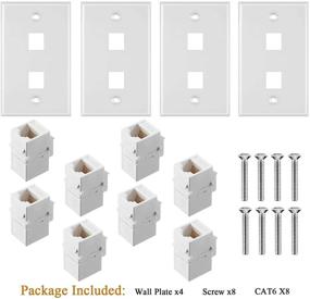 img 1 attached to 🔌 RJ45 Cat6 Переходник встроенного типа с планкой на стену - комплект из 4 штук с 2 портами для подключения Ethernet (белый)