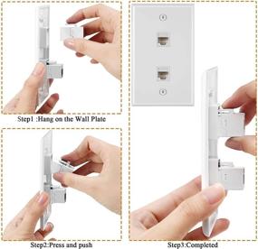 img 3 attached to 🔌 RJ45 Cat6 Переходник встроенного типа с планкой на стену - комплект из 4 штук с 2 портами для подключения Ethernet (белый)