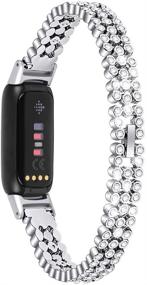 img 4 attached to Diamond Crystal Stainless Metal Replacement Band for Fitbit Luxe - Compatible with Luxe Fitness and Wellness Tracker - Bling Women Men