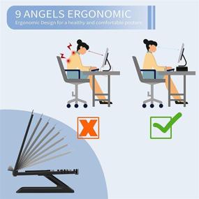 img 3 attached to 🔥 Multi-Angle Ergonomic Laptop Stand for Desk, Dual Phone Holders and Heat-Vent, Adjustable Portable Foldable Riser - Matte Black - Compatible with 10-17 Inch Laptops