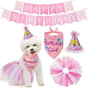 img 4 attached to 🐶 Cute Pink Dog Birthday Party Supplies Set for Small Medium Dogs and Puppies - Dog Birthday Bandana for Girls with Birthday Hat, Banner, and Princess Skirt