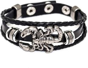 img 4 attached to 🦂 Mgutillart Punk Scorpion Leather Bracelet with Alloy Buckle - Animal-inspired Statement Piece