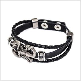 img 2 attached to 🦂 Mgutillart Punk Scorpion Leather Bracelet with Alloy Buckle - Animal-inspired Statement Piece