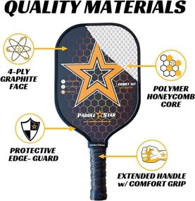 img 2 attached to 🎁 Premium Paddle Star - Pickleball Paddle Gift Set: Graphite Face, Polymer Honeycomb Core - Complete Package with Racket Cover, Overgrip, Bag & Full Color Gift Box