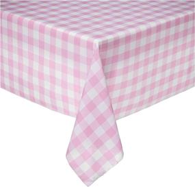 img 4 attached to Linen Checkered Tablecloth 120 Inch Pink