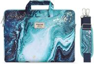 🎒 mosiso laptop shoulder bag for macbook pro 16 inch a2141/pro retina a1398 and 15-15.6 inch notebooks - creative wave marble briefcase sleeve with trolley belt logo