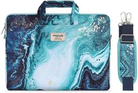 img 4 attached to 🎒 MOSISO Laptop Shoulder Bag for MacBook Pro 16 inch A2141/Pro Retina A1398 and 15-15.6 inch Notebooks - Creative Wave Marble Briefcase Sleeve with Trolley Belt