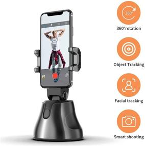 img 2 attached to 🤳 Black Smart Tracking Gimbal Selfie Stick with 360° Rotation Face and Object Tracker Holder