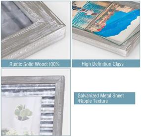 img 1 attached to 🖼️ SZQINJI Rustic Solid Wood 5x7 Picture Photo Frame (Pack of 2) with HD Glass and Ripple Metal Display - Wall Mount or Tabletop